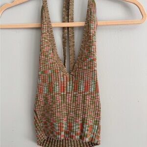 Multicolor Knit Halter Top